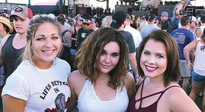 Steinmuller ’19 (right) and two friends stand in the crowd at the Route 91 Harvest music festival in Las Vegas, Nev.