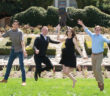 Alexander Juarez ’18, Jay Staudacher ’18, Alanis Tziouvalas ’18, and Matthew Rigel ’18 (left to right) are proud of their creation of LEAP (Loyal and Engaged Alumni Pathway). (Photo by Coco McKown '04, '10)