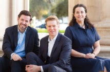 Christopher Gabbitas (center) of The King’s Singers joins Nicholle Andrews (right) and Joseph Modica on the U of R faculty to launch a unique new Master of Music in vocal chamber music program. (Photo by Coco McKown '04, '10)